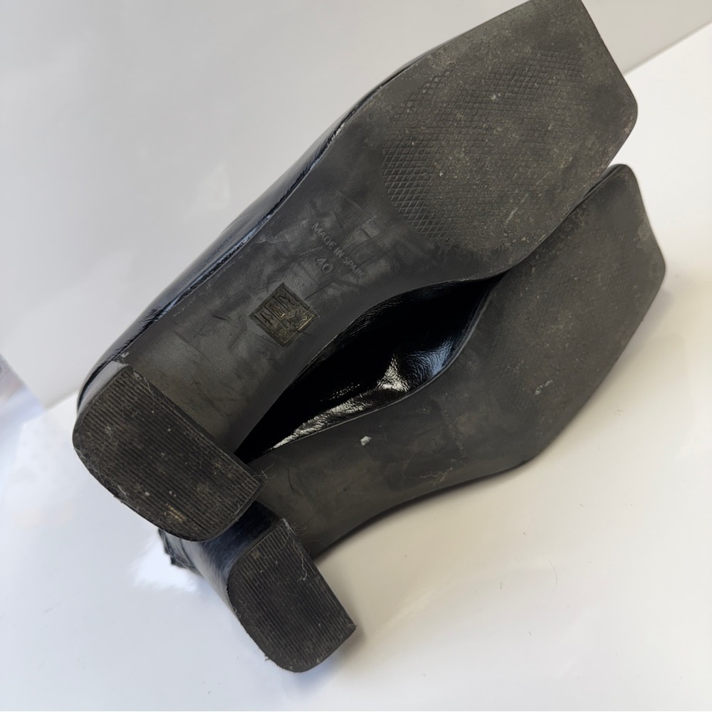 NEW! L’Intervalle Black Patent Leather Swan Ankle Boot Side Zip Women’s 40/ 9.5M - Picture 9 of 16